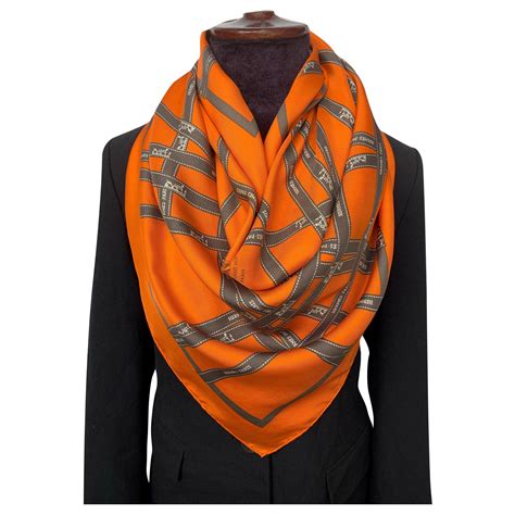 orange black taupe hermes scarf|hermes silk scarf.